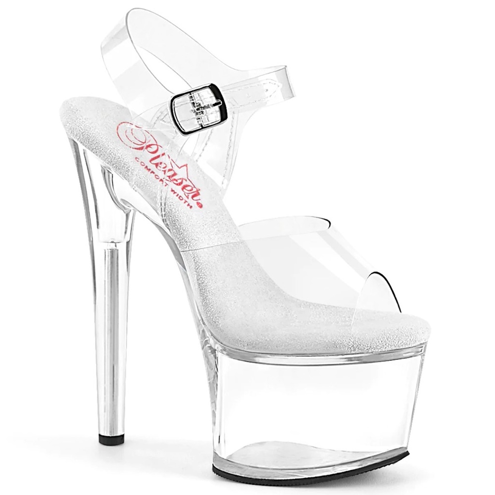 Pleaser PASSION-708 Clear Ankle Strap 7in